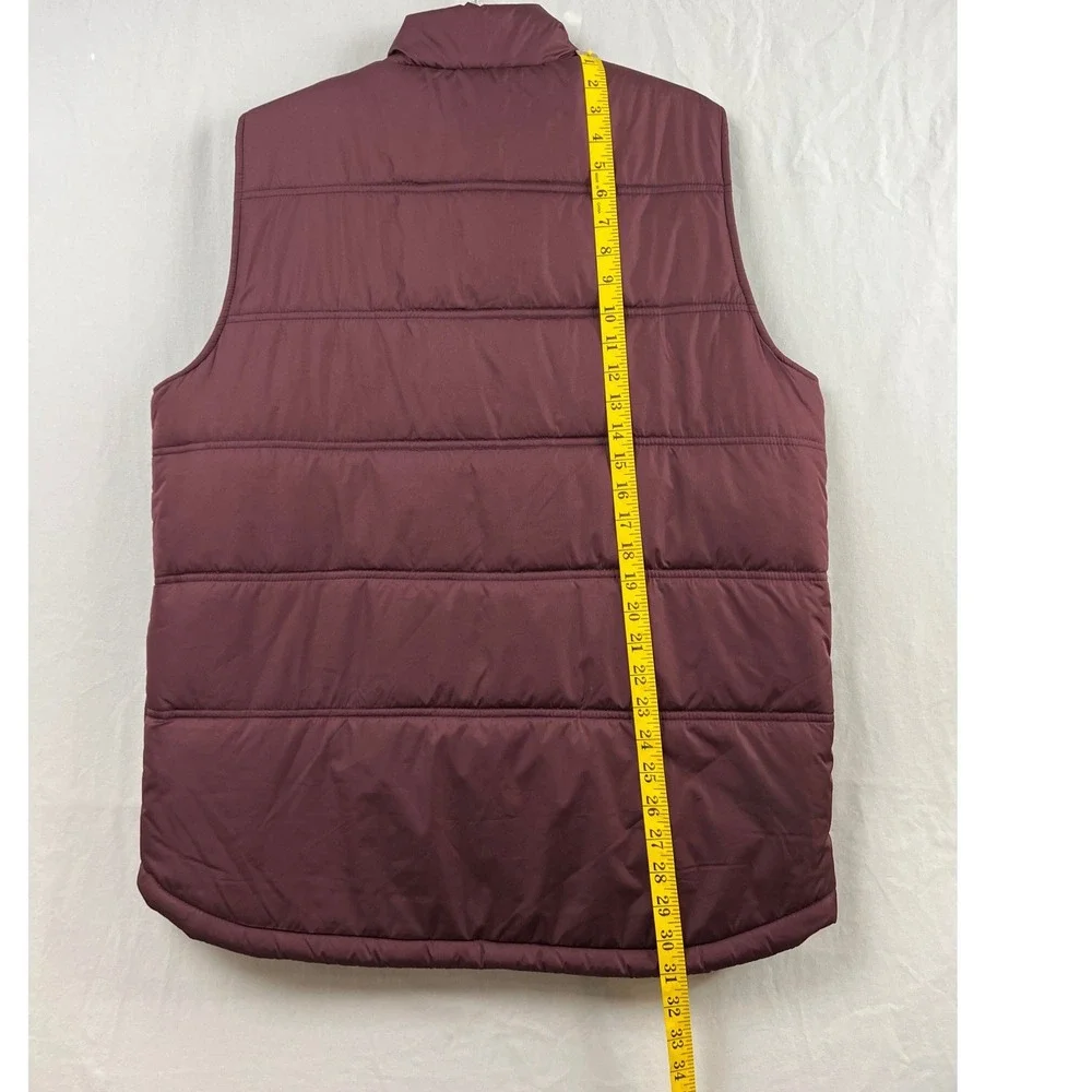Weatherproof Vintage Puffer Vest Mens Large Burgundy Quilted Full Zip Mock Neck
